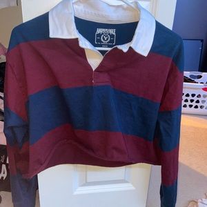 American Eagle long sleeve cropped polo